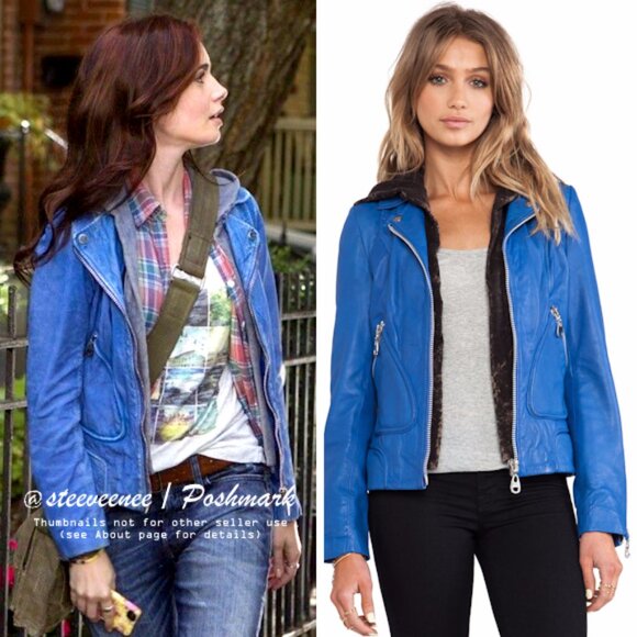 Doma Electric Blue Leather Jacket with Detachable Hood ALT ASO Clary Fray - Picture 1 of 14